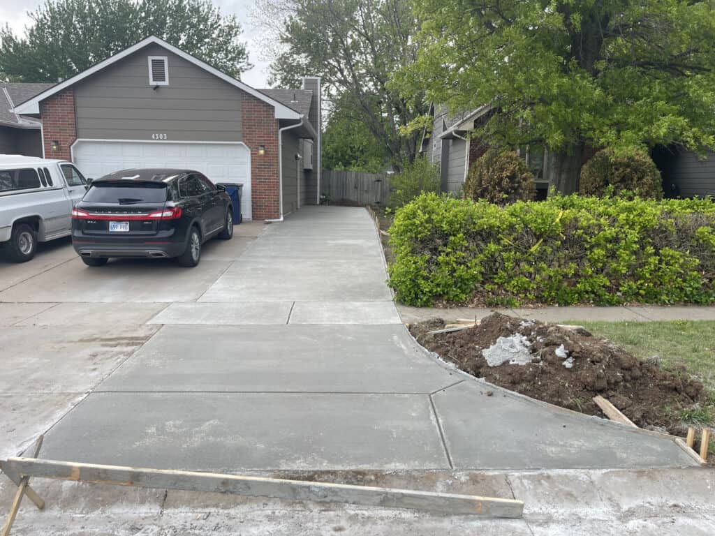 repaired concrete driveway