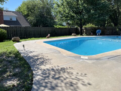 repaired pool deck included lifting concrete and replacing damage section